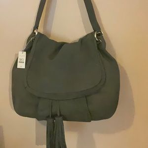 TALBOTS Green Suede Tassel Shoulder/Handbag